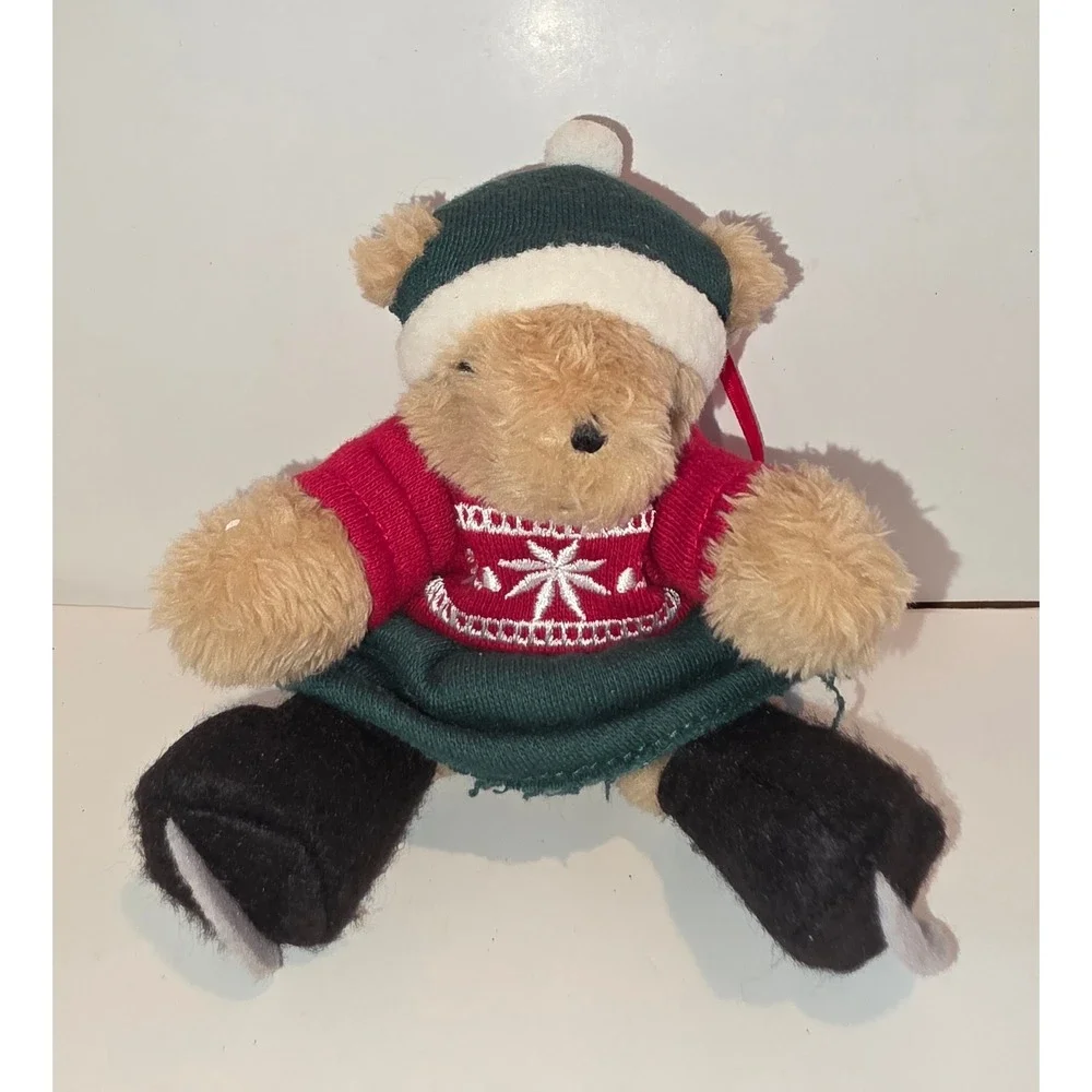 Plush Teddy Bear Christmas Ornaments Sledding Skating Snowshoeing Set of 3